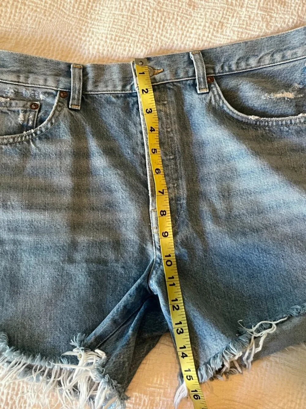 NWT AGOLDE Parker Long Shorts 31 SwapMeet High Rise Distressed Denim